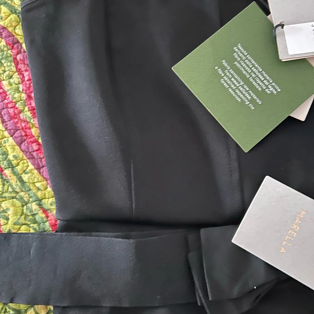 Elegant Black Strapless Dress Marella qifh Grosgrain Black Belt - Picture 3 of 3